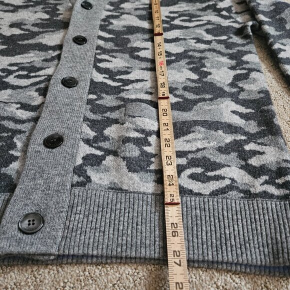 NEW GREYSON Shawl Collar Camo Cardigan Men's SZ Large Gray Wool Cashmere Preppy - Picture 15 of 15
